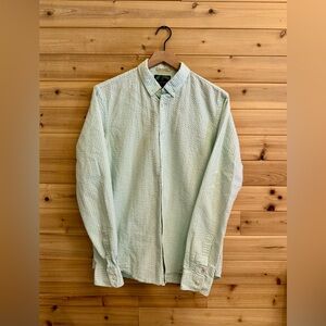 Scotch & Soda Medium Aqua White Pinstripe Cotton Collared Summer Shirt Preppy
